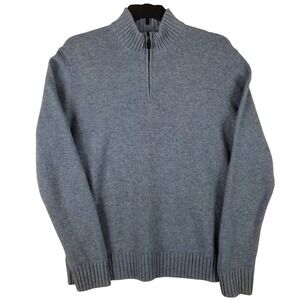 Black Brown 1826 Men XL Blue 100% Lambs Wool Quarter Zip Pullover Sweater EPUSDH